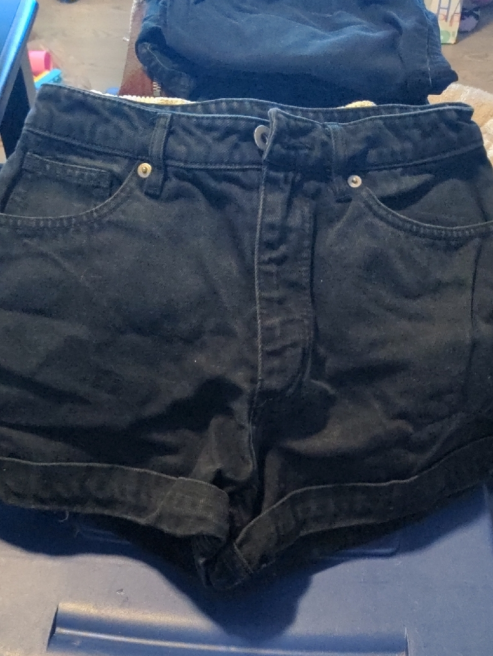 H&M Black High-Rise Denim Shorts